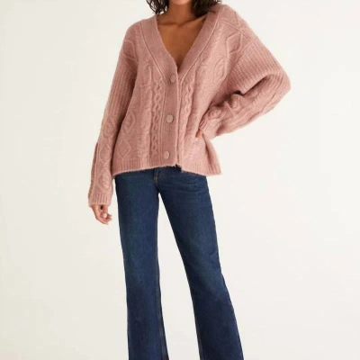 Z Supply Ryleigh Cable Knit Cardigan In Pink