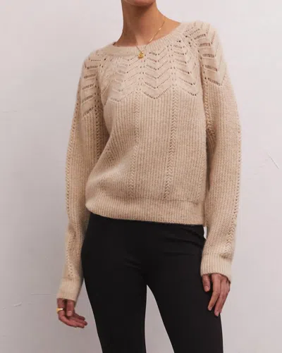 Z Supply Sabine Pointelle Sweater In Oatmeal In Brown