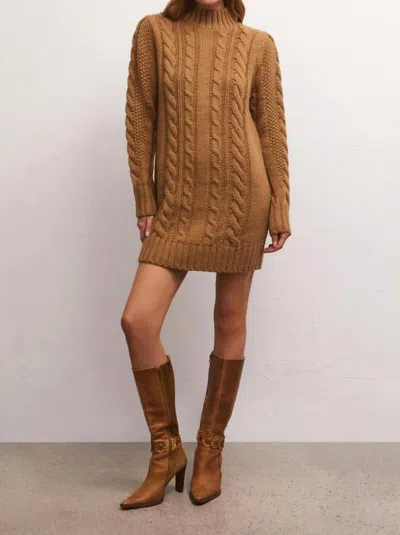 Z SUPPLY SAGE CABLE SWEATER DRESS IN CARAMEL