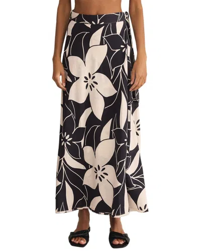 Z Supply Salerno Madero Linen-blend Skirt In Black