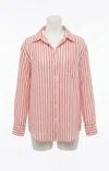 Z Supply Saturdays Stripe Shirt In Crimson Crush In Multi