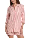 Z Supply Saturdays Stripe Shirt In Crimson Crush In Multi