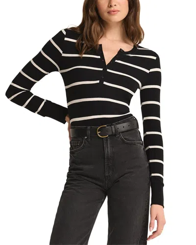 Z Supply Scarlett Rib Henley In Black