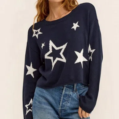 Z Supply Seeing Stars Sweater In Captain Navy In Blue