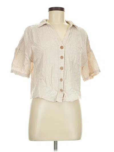 Pre-owned Z Supply Short Sleeve Blouse In Brown