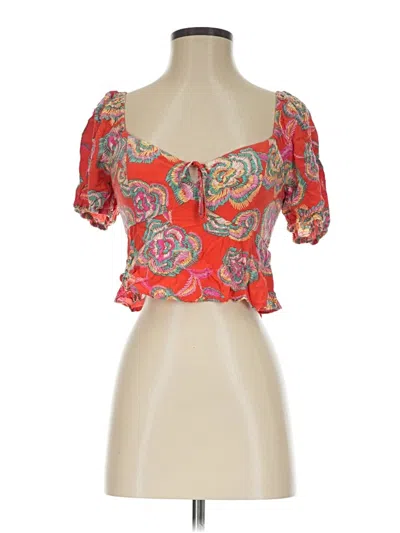 Pre-owned Z Supply Short Sleeve Blouse In Red