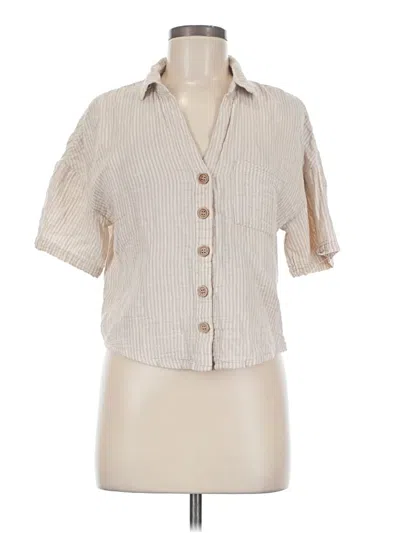 Pre-owned Z Supply Short Sleeve Blouse In Tan