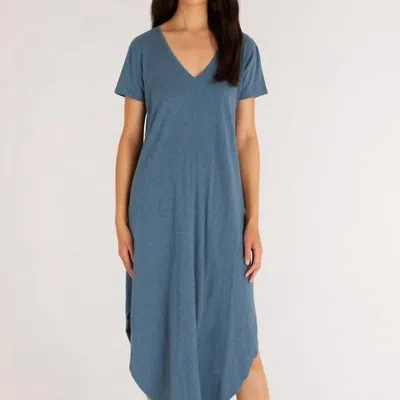 Z Supply Short Sleeve Reverie Midi Dress In Carribean Blue
