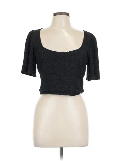 Pre-owned Z Supply Short Sleeve Top Black Square Neckline Tops