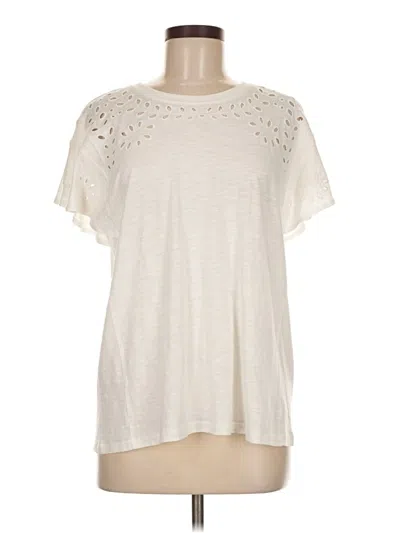 Pre-owned Z Supply Short Sleeve Top Ivory Keyhole Neckline Tops In White