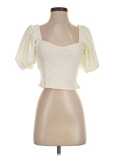 Pre-owned Z Supply Short Sleeve Top Ivory Sweetheart Neckline Tops