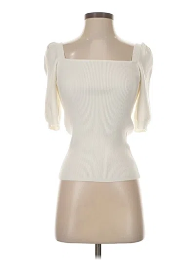 Pre-owned Z Supply Short Sleeve Top Ivory Sweetheart Neckline Tops In White