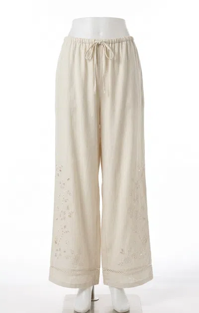 Z Supply Sid Embroidered Woven Pants In White In Neutral