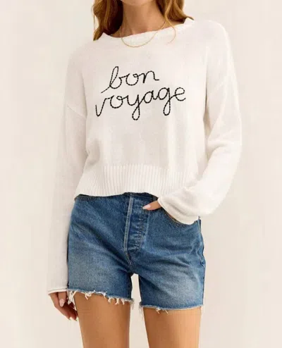 Z Supply Sienna Bon Voyage Sweater In White