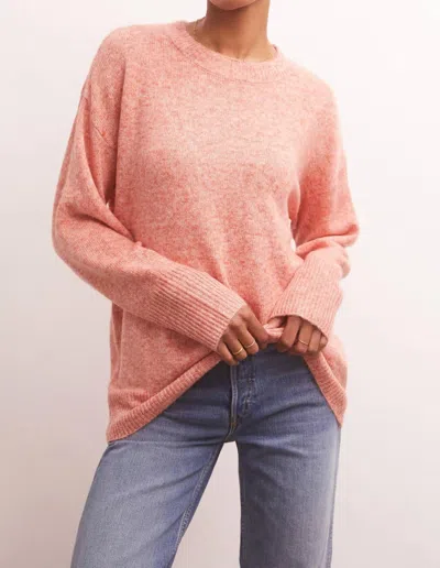 Z Supply Silas Pullover Sweater In Lava In Pink