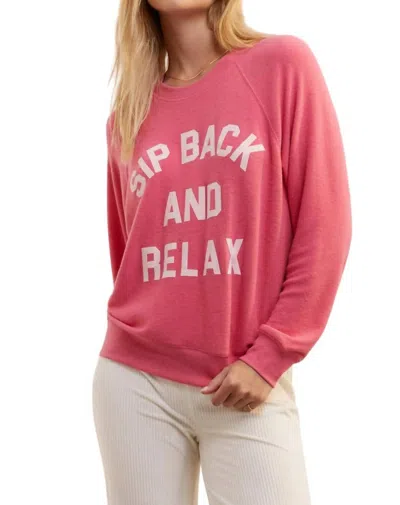 Z SUPPLY SIP BACK AND RELAX LONG SLEEVE TOP IN PINK ROSE