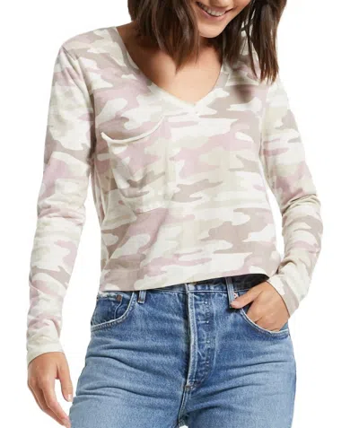 Z Supply Skimmer Long Sleeve Tee In Mauve Camo In White
