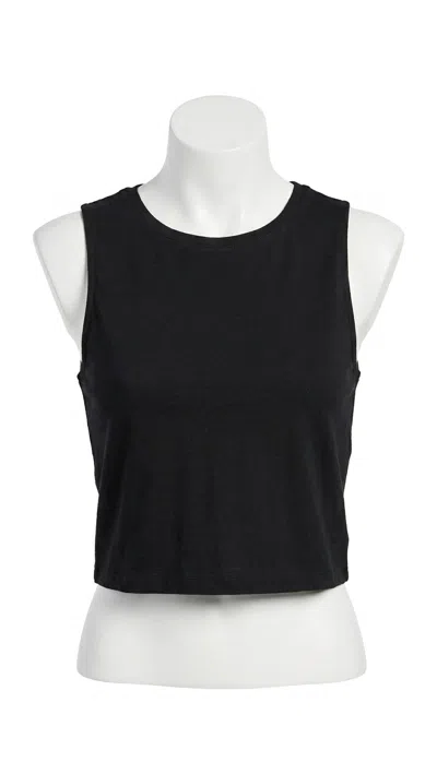Z Supply Sloane Linen Cropped Tank Top In Black