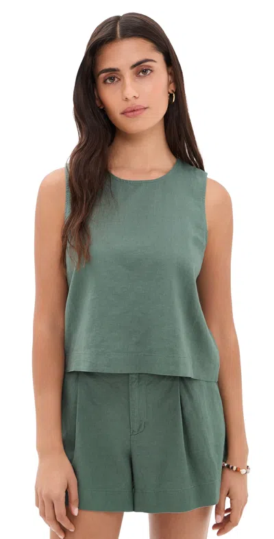 Z Supply Sloane Linen Top Everglade In Green
