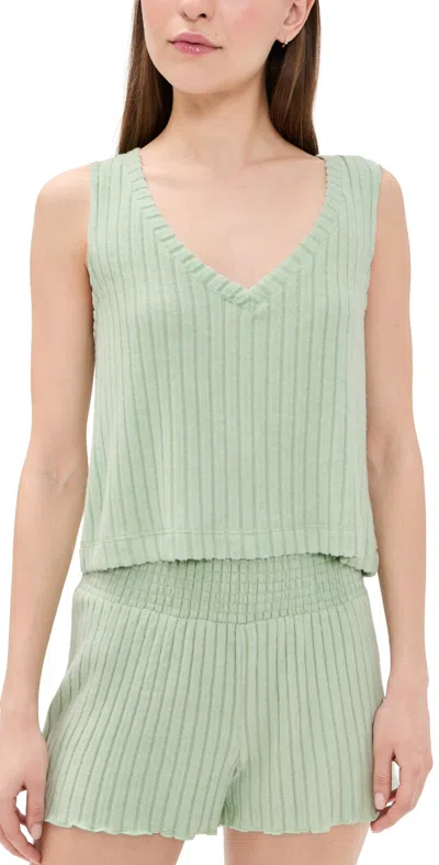 Z Supply Sloane V Neck Rib Tank Sprout In Green