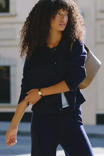 Z Supply Slowdown Collared Cardigan Sweater In Blue