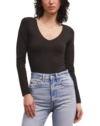 Z Supply So Smooth V-neck Bodysuit In Black