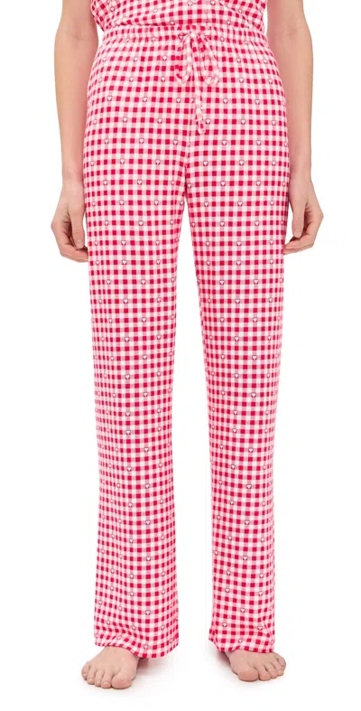 Z Supply So Sweet Gingham Pants Kiss Me Red In Pink