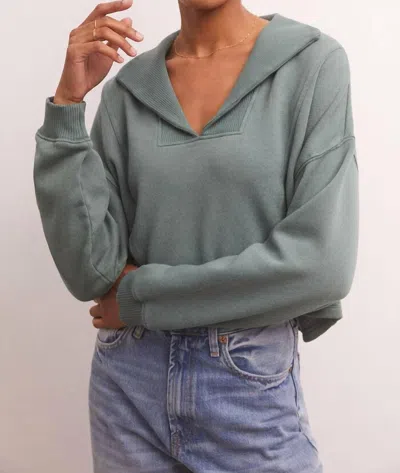 Z Supply Soho Fleece Sweatshirt In Calypso Green In Multi