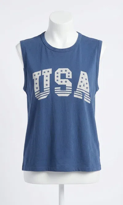 Z Supply Stars And Stripes Muscle Tank In True Navy In Blue