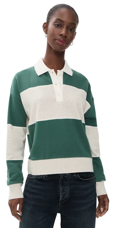 Z Supply Study Break Polo Sweatshirt Feather Grey In Green