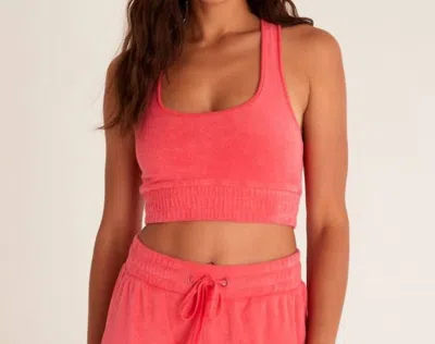 Z Supply Sunny Loop Terry Tank Bra In Strawberry In Red