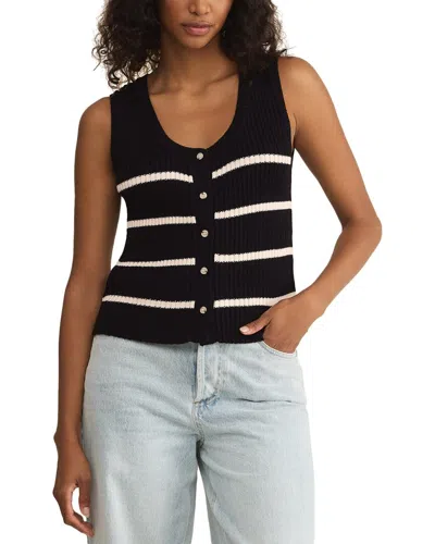 Z Supply Sycamore Stripe Linen-blend Sweater Vest In Black