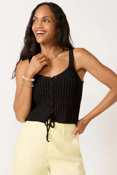 Z Supply Tatum Lace Up Sweater Tank Top In Black