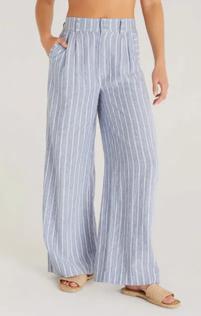 Z Supply Taylor Striped Pant In Marina Blue