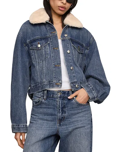 Z Supply The Daily Denim Faux Fur Jacket In Blue