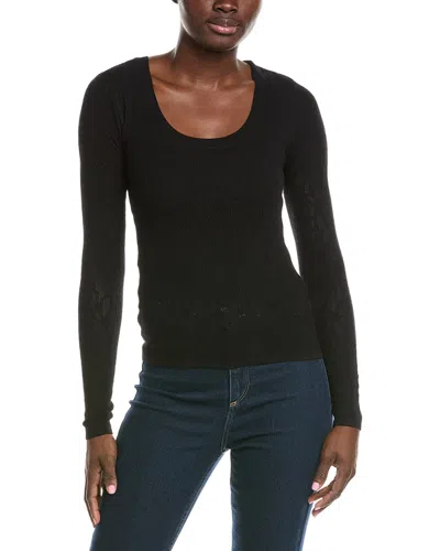Z Supply Tibi Scoop Mesh Sweater In Black