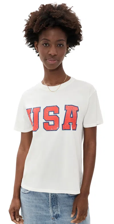 Z Supply Usa Boyfriend Tee Sea Salt In White