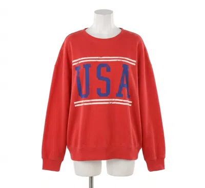Z Supply Usa Sunday Sweatshirt In Cabana Red In Multi