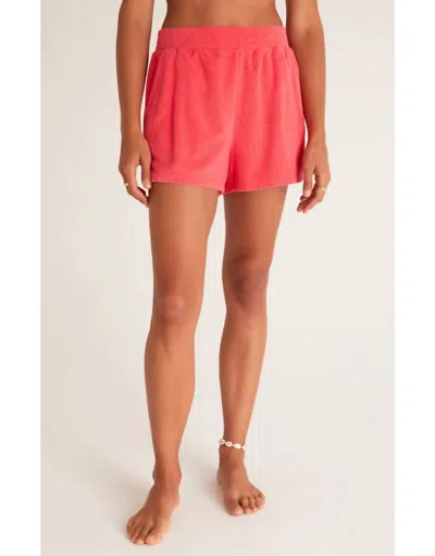 Z Supply Vacay Loop Terry Short In Strawberry In Pink