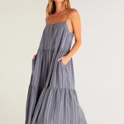 Z Supply Waverly Stripe Dress In Grey