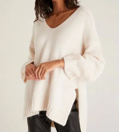 Z Supply Weekender Sweater In Sandstone In White