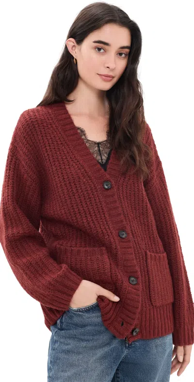 Z Supply Whitmore Cardigan Velvet Rouge In Brown