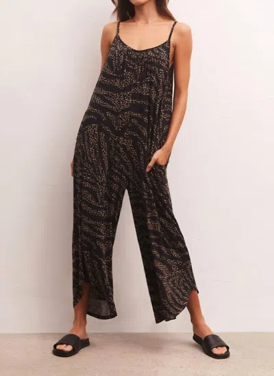 Z Supply Wild Dot Flared Jumpsuit In Black