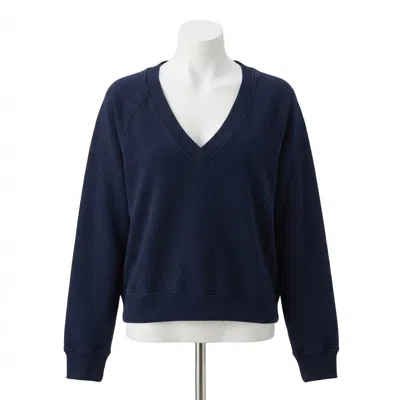 Z Supply Women's Avenue V Neck Sweatshirt In Eclipse In Blue