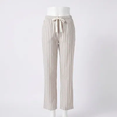 Z Supply Women's Classic Stripe Pj Pant In Dusty Taupe In White