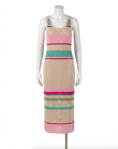Z Supply Women's Ibiza Stripe Crochet Sweater Midi Dress In Natural In Multi