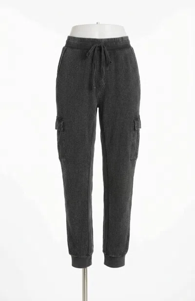 Z Supply Women's Niles Waffle Cargo Pant In Black In Gray