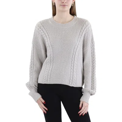 Z Supply Womens Cable Knit Shirt Crewneck Sweater In Grey