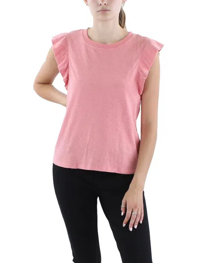 Z Supply Womens Flutter Sleeve Crewneck Pullover Top In Pink