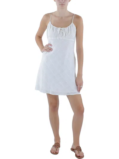 Z Supply Womens Short Tie Neck Mini Dress In White